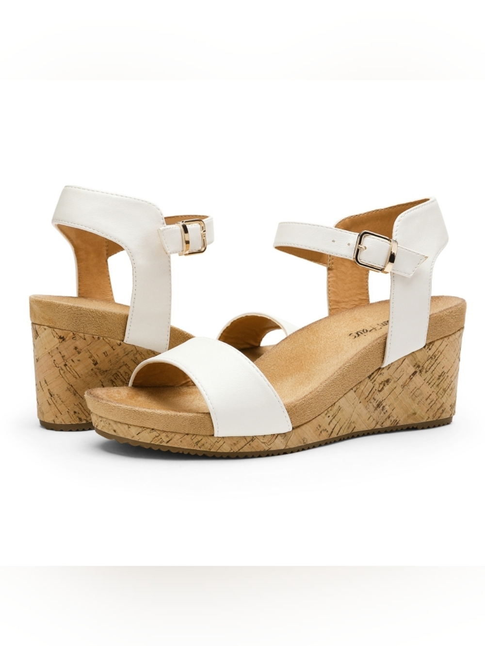 NWOT Dream Pairs White Buckle Platform Wedge Sandals Size 9.5
